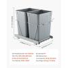 imageVEVOR PullOut Trash Can 27 QT x2 Double Under Mount Kitchen Waste Container Heavy Duty Garbage Recycling Bin with Door Kit and Soft Close Slide for Kitchen Cabinet Sink Under Counter Grey70QT35QTx2