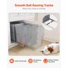 imageVEVOR PullOut Trash Can 27 QT x2 Double Under Mount Kitchen Waste Container Heavy Duty Garbage Recycling Bin with Door Kit and Soft Close Slide for Kitchen Cabinet Sink Under Counter Grey70QT35QTx2