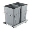 imageVEVOR PullOut Trash Can 27 QT x2 Double Under Mount Kitchen Waste Container Heavy Duty Garbage Recycling Bin with Door Kit and Soft Close Slide for Kitchen Cabinet Sink Under Counter Grey70QT35QTx2