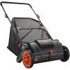 imageVEVOR Push Lawn Sweeper 21inch Leaf ampamp Grass Collector Heavy Duty Thickened Steel Durable to Use with Large Capacity 35 cu ft Mesh Collection Hopper Bag 2 Spinning Brushes21 inch