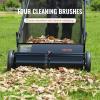 imageVEVOR Push Lawn Sweeper 21inch Leaf ampamp Grass Collector Heavy Duty Thickened Steel Durable to Use with Large Capacity 35 cu ft Mesh Collection Hopper Bag 2 Spinning Brushes26 inch