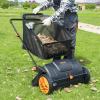 imageVEVOR Push Lawn Sweeper 21inch Leaf ampamp Grass Collector Heavy Duty Thickened Steel Durable to Use with Large Capacity 35 cu ft Mesh Collection Hopper Bag 2 Spinning Brushes21 inch