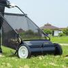 imageVEVOR Push Lawn Sweeper 21inch Leaf ampamp Grass Collector Heavy Duty Thickened Steel Durable to Use with Large Capacity 35 cu ft Mesh Collection Hopper Bag 2 Spinning Brushes26 inch