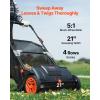 imageVEVOR Push Lawn Sweeper 21inch Leaf ampamp Grass Collector Heavy Duty Thickened Steel Durable to Use with Large Capacity 35 cu ft Mesh Collection Hopper Bag 2 Spinning Brushes21 inch