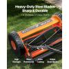 imageVEVOR Push Reel Lawn Mower 14 inch 5 Blades Manual Push Mower No Motor 06175 in Adjustable Cutting Height WalkBehind Lawn Mowers with Grass Catcher Bag for Green Lawns Driveways Courtyards14 inch