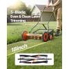 imageVEVOR Push Reel Lawn Mower 14 inch 5 Blades Manual Push Mower No Motor 06175 in Adjustable Cutting Height WalkBehind Lawn Mowers with Grass Catcher Bag for Green Lawns Driveways Courtyards18 inch