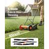imageVEVOR Push Reel Lawn Mower 14 inch 5 Blades Manual Push Mower No Motor 06175 in Adjustable Cutting Height WalkBehind Lawn Mowers with Grass Catcher Bag for Green Lawns Driveways Courtyards16 inch