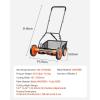 imageVEVOR Push Reel Lawn Mower 14 inch 5 Blades Manual Push Mower No Motor 06175 in Adjustable Cutting Height WalkBehind Lawn Mowers with Grass Catcher Bag for Green Lawns Driveways Courtyards18 inch