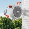 imageVEVOR Retractable Garden Hose Reel 12 Inch x 65 ft Wall Mounted Heavy Duty Garden Hose Reel with 9 Patterns Nozzle Any Length Lock Upgraded Slow Return System and 180Swivel Bracket65ft