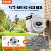 imageVEVOR Retractable Hose Reel 65 ft x 58 inch 180 Swivel Bracket WallMounted Garden Water Hose Reel with 9Pattern Nozzle Automatic Rewind Lock at Any Length and Slow Return System115 ft