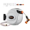 imageVEVOR Retractable Hose Reel 65 ft x 58 inch 180 Swivel Bracket WallMounted Garden Water Hose Reel with 9Pattern Nozzle Automatic Rewind Lock at Any Length and Slow Return System65 ft