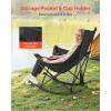 imageVEVOR Rocking Camping Chair Portable Folding Rocker HeavyDuty Lawn Chair Recliner with Cupholder ampamp Pocket Supports 225lbs Fully Padded Camp Chairs for Outdoor Patio Backyard Porch GardenRocker
