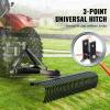 imageVEVOR Tow Behind Dethatcher 40inch Tow Dethatcher with 20 Spring Steel Tines Lawn Dethatcher Rake for ATV or Mower Tow Behind Lawn Rake with Lift Handle for Garden Farm Grass72Dethatcher with 3point Attachments