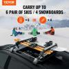 imageVEVOR Universal Car Roof Rack  Fit Most Crossbars Carry up to 6 Pairs of Skis or 4 Snowboards Aluminum Snowboard Ski Rack with Lock ampamp Rubber Padding