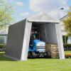 imageVEVOR Upgraded 10x20 FT Heavy Duty Carport Canopy with Rollup Windows AllSeason Portable Garage with Removable Sidewalls ampamp Doors 12 Stakes ampamp 12 Ropes Car Tent for Car Truck Boat EquipmentPE Carport with Sidewall  Gray