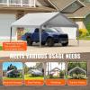 imageVEVOR Upgraded 10x20 FT Heavy Duty Carport Canopy with Rollup Windows AllSeason Portable Garage with Removable Sidewalls ampamp Doors 12 Stakes ampamp 12 Ropes Car Tent for Car Truck Boat EquipmentTop Cover  Gray