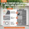 imageVEVOR Upgraded 10x20 FT Heavy Duty Carport Canopy with Rollup Windows AllSeason Portable Garage with Removable Sidewalls ampamp Doors 12 Stakes ampamp 12 Ropes Car Tent for Car Truck Boat EquipmentTop Cover Sidewall  Gray