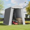 imageVEVOR Upgraded 10x20 FT Heavy Duty Carport Canopy with Rollup Windows AllSeason Portable Garage with Removable Sidewalls ampamp Doors 12 Stakes ampamp 12 Ropes Car Tent for Car Truck Boat EquipmentPE Carport with Sidewall  Gray