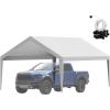 imageVEVOR Upgraded 10x20 FT Heavy Duty Carport Canopy with Rollup Windows AllSeason Portable Garage with Removable Sidewalls ampamp Doors 12 Stakes ampamp 12 Ropes Car Tent for Car Truck Boat EquipmentTop Cover  Gray