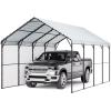 imageVEVOR Upgraded 10x20 FT Heavy Duty Carport Canopy with Rollup Windows AllSeason Portable Garage with Removable Sidewalls ampamp Doors 12 Stakes ampamp 12 Ropes Car Tent for Car Truck Boat EquipmentMetal Carport  White