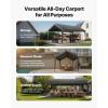 imageVEVOR Upgraded 10x20 FT Heavy Duty Carport Canopy with Rollup Windows AllSeason Portable Garage with Removable Sidewalls ampamp Doors 12 Stakes ampamp 12 Ropes Car Tent for Car Truck Boat EquipmentPE Carport  Gray