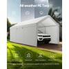 imageVEVOR Upgraded 10x20 FT Heavy Duty Carport Canopy with Rollup Windows AllSeason Portable Garage with Removable Sidewalls ampamp Doors 12 Stakes ampamp 12 Ropes Car Tent for Car Truck Boat EquipmentPE Carport with Sidewall  White