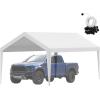 imageVEVOR Upgraded 10x20 FT Heavy Duty Carport Canopy with Rollup Windows AllSeason Portable Garage with Removable Sidewalls ampamp Doors 12 Stakes ampamp 12 Ropes Car Tent for Car Truck Boat EquipmentTop Cover  White