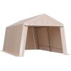 imageVEVOR Upgraded 10x20 FT Heavy Duty Carport Canopy with Rollup Windows AllSeason Portable Garage with Removable Sidewalls ampamp Doors 12 Stakes ampamp 12 Ropes Car Tent for Car Truck Boat EquipmentPE Carport with Sidewall  Beige