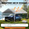 imageVEVOR Upgraded 10x20 FT Heavy Duty Carport Canopy with Rollup Windows AllSeason Portable Garage with Removable Sidewalls ampamp Doors 12 Stakes ampamp 12 Ropes Car Tent for Car Truck Boat EquipmentTop Cover  Gray