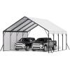 imageVEVOR Upgraded 10x20 FT Heavy Duty Carport Canopy with Rollup Windows AllSeason Portable Garage with Removable Sidewalls ampamp Doors 12 Stakes ampamp 12 Ropes Car Tent for Car Truck Boat EquipmentMetal Carport  White