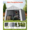 imageVEVOR Upgraded 10x20 FT Heavy Duty Carport Canopy with Rollup Windows AllSeason Portable Garage with Removable Sidewalls ampamp Doors 12 Stakes ampamp 12 Ropes Car Tent for Car Truck Boat EquipmentCarport with Sidewall  Gray