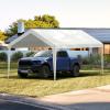 imageVEVOR Upgraded 10x20 FT Heavy Duty Carport Canopy with Rollup Windows AllSeason Portable Garage with Removable Sidewalls ampamp Doors 12 Stakes ampamp 12 Ropes Car Tent for Car Truck Boat EquipmentTop Cover  White
