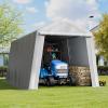 imageVEVOR Upgraded 10x20 FT Heavy Duty Carport Canopy with Rollup Windows AllSeason Portable Garage with Removable Sidewalls ampamp Doors 12 Stakes ampamp 12 Ropes Car Tent for Car Truck Boat EquipmentPE Carport with Sidewall  Gray