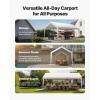 imageVEVOR Upgraded 10x20 FT Heavy Duty Carport Canopy with Rollup Windows AllSeason Portable Garage with Removable Sidewalls ampamp Doors 12 Stakes ampamp 12 Ropes Car Tent for Car Truck Boat EquipmentPE Carport  White