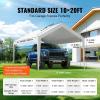 imageVEVOR Upgraded 10x20 FT Heavy Duty Carport Canopy with Rollup Windows AllSeason Portable Garage with Removable Sidewalls ampamp Doors 12 Stakes ampamp 12 Ropes Car Tent for Car Truck Boat EquipmentTop Cover  White