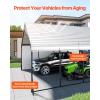 imageVEVOR Upgraded 10x20 FT Heavy Duty Carport Canopy with Rollup Windows AllSeason Portable Garage with Removable Sidewalls ampamp Doors 12 Stakes ampamp 12 Ropes Car Tent for Car Truck Boat EquipmentMetal Carport  White