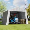 imageVEVOR Upgraded 10x20 FT Heavy Duty Carport Canopy with Rollup Windows AllSeason Portable Garage with Removable Sidewalls ampamp Doors 12 Stakes ampamp 12 Ropes Car Tent for Car Truck Boat EquipmentCarport with Sidewall  Gray
