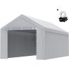 imageVEVOR Upgraded 10x20 FT Heavy Duty Carport Canopy with Rollup Windows AllSeason Portable Garage with Removable Sidewalls ampamp Doors 12 Stakes ampamp 12 Ropes Car Tent for Car Truck Boat EquipmentTop Cover Sidewall  Gray