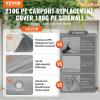 imageVEVOR Upgraded 10x20 FT Heavy Duty Carport Canopy with Rollup Windows AllSeason Portable Garage with Removable Sidewalls ampamp Doors 12 Stakes ampamp 12 Ropes Car Tent for Car Truck Boat EquipmentTop Cover Sidewall  Gray
