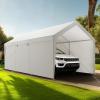 imageVEVOR Upgraded 10x20 FT Heavy Duty Carport Canopy with Rollup Windows AllSeason Portable Garage with Removable Sidewalls ampamp Doors 12 Stakes ampamp 12 Ropes Car Tent for Car Truck Boat EquipmentPE Carport with Sidewall  White
