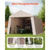 imageVEVOR Upgraded 10x20 FT Heavy Duty Carport Canopy with Rollup Windows AllSeason Portable Garage with Removable Sidewalls ampamp Doors 12 Stakes ampamp 12 Ropes Car Tent for Car Truck Boat EquipmentCarport with Sidewall  Beige