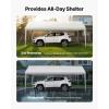 imageVEVOR Upgraded 10x20 FT Heavy Duty Carport Canopy with Rollup Windows AllSeason Portable Garage with Removable Sidewalls ampamp Doors 12 Stakes ampamp 12 Ropes Car Tent for Car Truck Boat EquipmentPE Carport  White