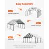 imageVEVOR Upgraded 10x20 FT Heavy Duty Carport Canopy with Rollup Windows AllSeason Portable Garage with Removable Sidewalls ampamp Doors 12 Stakes ampamp 12 Ropes Car Tent for Car Truck Boat EquipmentMetal Carport  White
