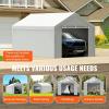 imageVEVOR Upgraded 10x20 FT Heavy Duty Carport Canopy with Rollup Windows AllSeason Portable Garage with Removable Sidewalls ampamp Doors 12 Stakes ampamp 12 Ropes Car Tent for Car Truck Boat EquipmentTop Cover Sidewall  Gray