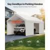 imageVEVOR Upgraded 10x20 FT Heavy Duty Carport Canopy with Rollup Windows AllSeason Portable Garage with Removable Sidewalls ampamp Doors 12 Stakes ampamp 12 Ropes Car Tent for Car Truck Boat EquipmentPE Carport with Sidewall  White