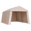 imageVEVOR Upgraded 10x20 FT Heavy Duty Carport Canopy with Rollup Windows AllSeason Portable Garage with Removable Sidewalls ampamp Doors 12 Stakes ampamp 12 Ropes Car Tent for Car Truck Boat EquipmentCarport with Sidewall  Beige