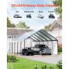 imageVEVOR Upgraded 10x20 FT Heavy Duty Carport Canopy with Rollup Windows AllSeason Portable Garage with Removable Sidewalls ampamp Doors 12 Stakes ampamp 12 Ropes Car Tent for Car Truck Boat EquipmentMetal Carport  White