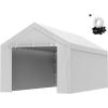 imageVEVOR Upgraded 10x20 FT Heavy Duty Carport Canopy with Rollup Windows AllSeason Portable Garage with Removable Sidewalls ampamp Doors 12 Stakes ampamp 12 Ropes Car Tent for Car Truck Boat EquipmentTop Cover Sidewall  Gray
