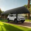 imageVEVOR Upgraded 10x20 FT Heavy Duty Carport Canopy with Rollup Windows AllSeason Portable Garage with Removable Sidewalls ampamp Doors 12 Stakes ampamp 12 Ropes Car Tent for Car Truck Boat EquipmentPE Carport  Gray