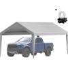 imageVEVOR Upgraded 10x20 FT Heavy Duty Carport Canopy with Rollup Windows AllSeason Portable Garage with Removable Sidewalls ampamp Doors 12 Stakes ampamp 12 Ropes Car Tent for Car Truck Boat EquipmentTop Cover  Gray